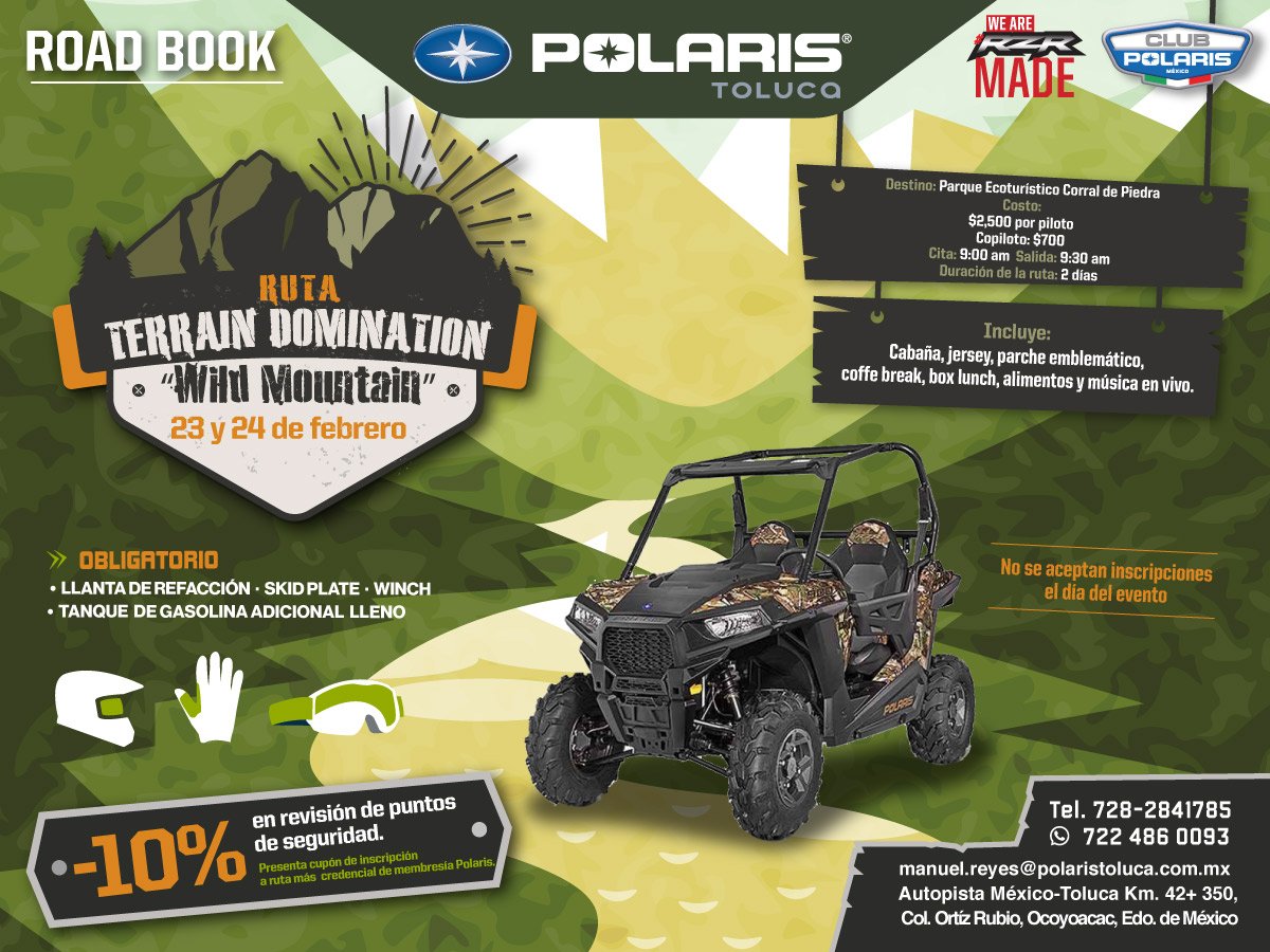 polaris_toluca's tweet image. ¡No te quedes fuera de #WildMountain ! 23 y 24 de Febrero! #RZR #OffRoad