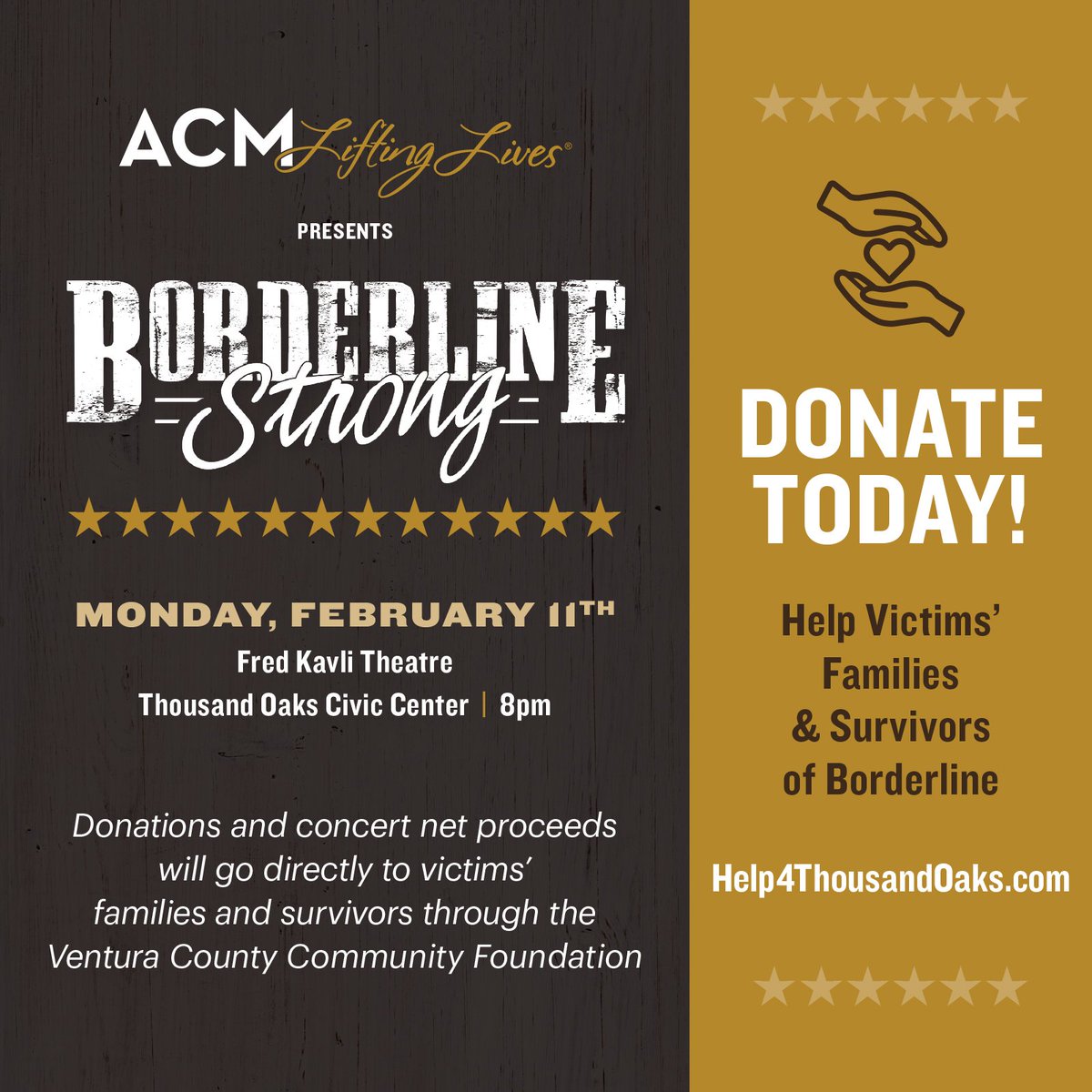 Proud to see the Country family come together for #ACMLiftingLives Presents #BorderlineStrong - for tickets or donation opportunities, visit help4thousandoaks.com. @ACMawards