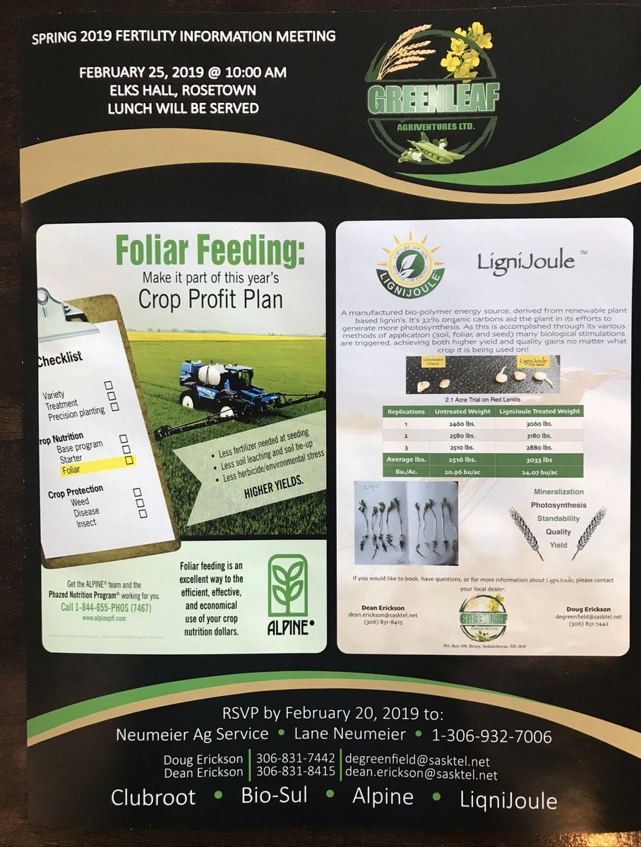 Interested in how Bio-Sul Premium Plus can help your farm? Join us at the Elks Hall in Rosetown Feb. 25th at 10:00am. Contact me to RSVP or for any question.