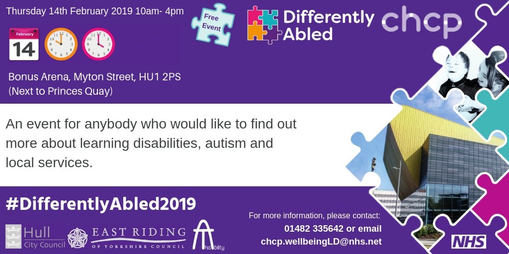 PADD2015's tweet photo. Incredibly excited for #DifferentlyAbled2019 There will be some great services and projects in our area and on Thursday 14th February 2019 all in one place at the Bonus Arena, 10am-4pm. #SaveTheDate #MarketPlaceEvent https://t.co/o1fBz3q0WB