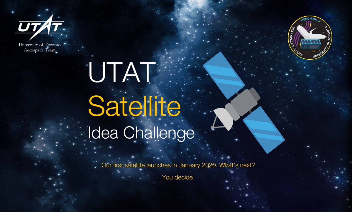 Our first satellite launches in January 2020. What’s next?

We want your 🔥 ideas.

utat.ca/challenge