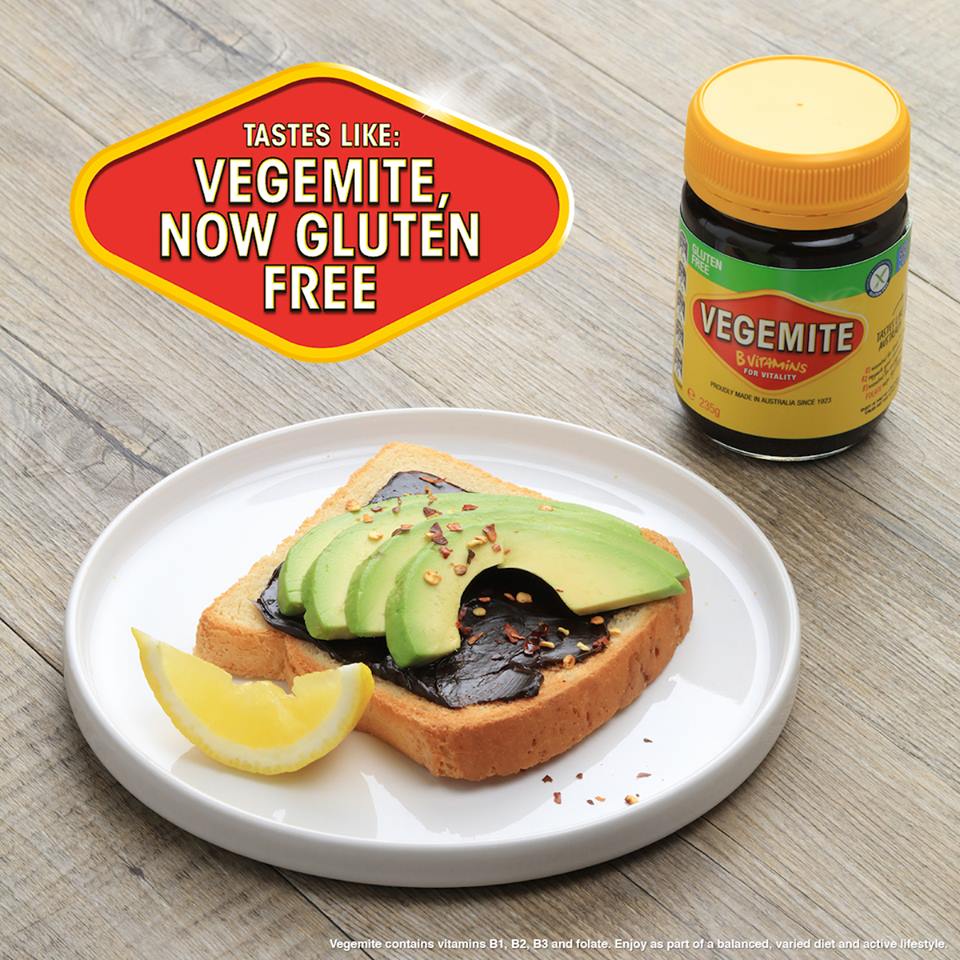 Happy little Vegemites rejoice! Australia’s fav spread is now avail Gluten Free! 🙌 The same great taste you love, gluten free & FODMAP friendly, endorsed by Coeliac Australia! Coming to a store near you! #TastesLikeAustralia #Vegemite #GlutenFreeVegemite #GlutenFree VEGEMITE