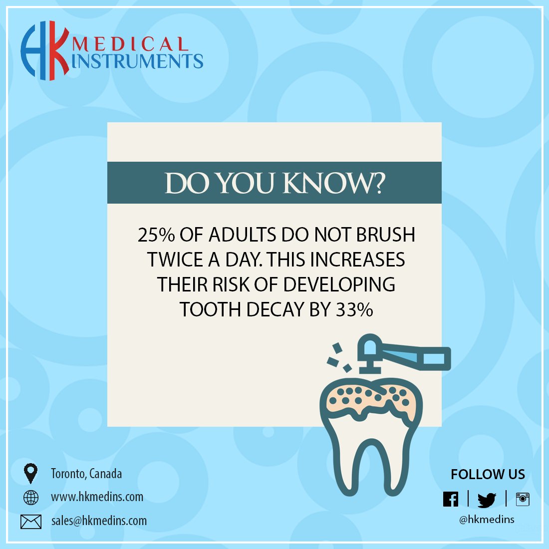 InstrumentsHk's tweet photo. 25% of adults do not brush twice a day. Are you among them?

#hk #healthy #dental #dentalcare #dentalhealth #oral #health #oralcare #toothbrush #toothdecay https://t.co/H7Rois3IUk