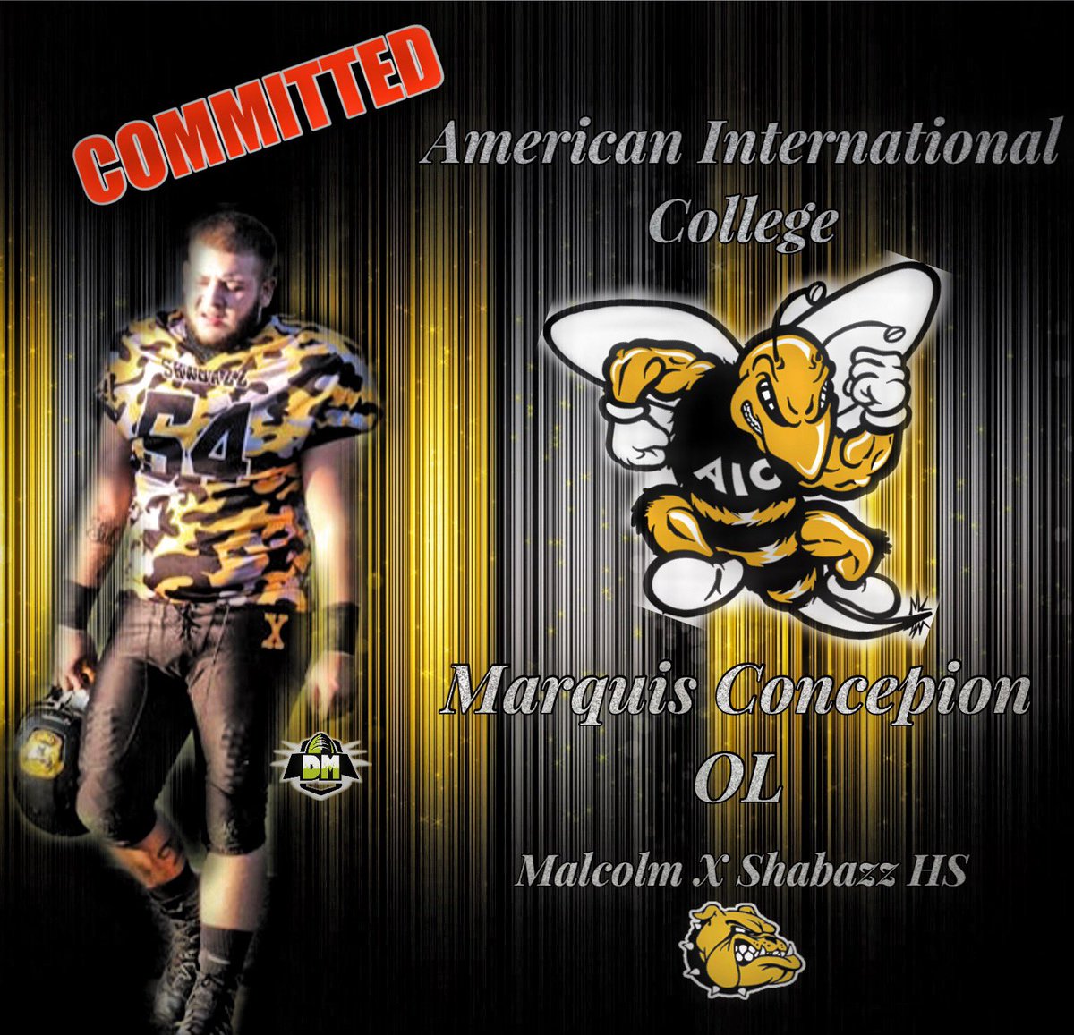 Shabazz Football (@shabazzfootball) on Twitter photo Congratulations to Marquis Concepion  on committing to #AmericanInternationalCollege (<a href="/AICFootball/">AIC FB</a>) We are very proud of this accomplishment that is being rewarded to this young man. #BulldogsMovingForward #TeamBazz #BulldogNation #BulldogPride #ZipEmUpBoyz #OneShotBoyz Congratulations to Marquis Concepion  on committing to #AmericanInternationalCollege (<a href="/AICFootball/">AIC FB</a>) We are very proud of this accomplishment that is being rewarded to this young man. #BulldogsMovingForward #TeamBazz #BulldogNation #BulldogPride #ZipEmUpBoyz #OneShotBoyz