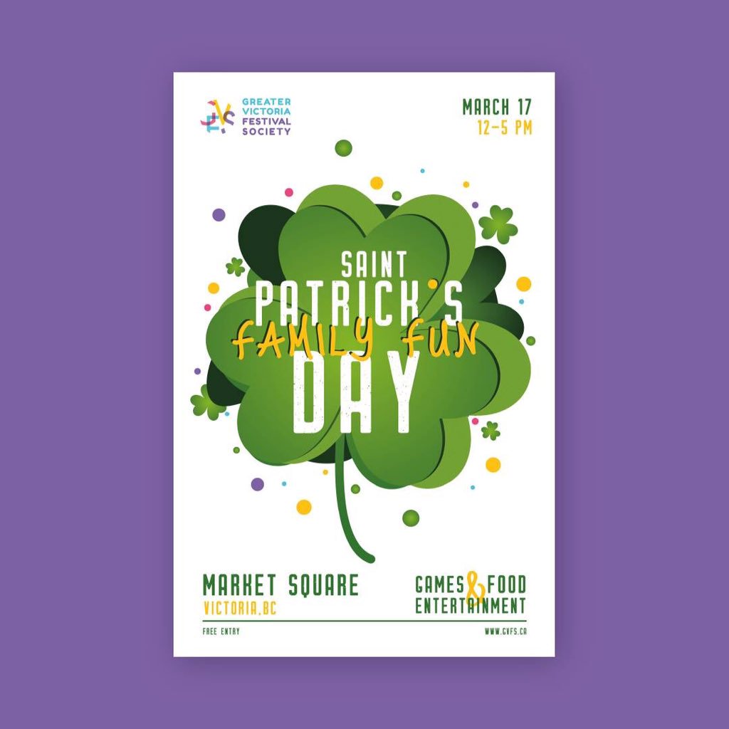 gvfsvic's tweet photo. Excited to announce our 2nd Annual Saint Patrick's Family Fun Day! FREE Community Event! Grab the kids, dress in your #LeprechaunBest and Come on down to @MarketSqVic on Mar 17 from Noon-5pm! https://t.co/1YHBnS0Iht #GVFSevents #yyj #family #Irish #party #kids https://t.co/H2vZBfjuJQ