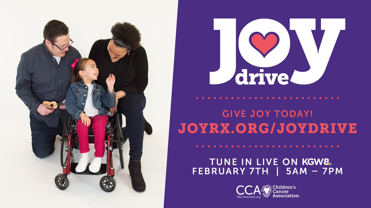 Tune in to <a href="/KGWNews/">KGW News</a> on Feb 7th to check out <a href="/CCAJoyRx/">JoyRx | Children’s Cancer Association</a> televised event, #JoyDrive. To find out more or to donate head to JoyRx.org/JoyDrive