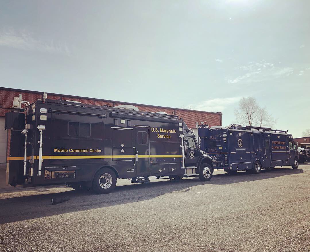 techopssv's tweet image. Three mobile command repair/upgrade projects completed yesterday and these two awesome vehicles hit the decks today for repair and modifications.  The blue Freightliner is a TechOps original.  #mobilecommand #mobilecommandcenter