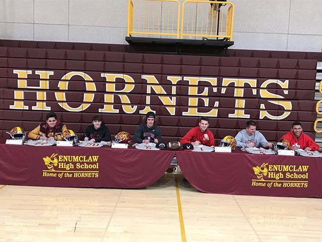 Congrats to Matthew, Anthony, Ethan, Kellen, Nick, and Darrion on signing to play football next year! bit.ly/2DVdsQQ