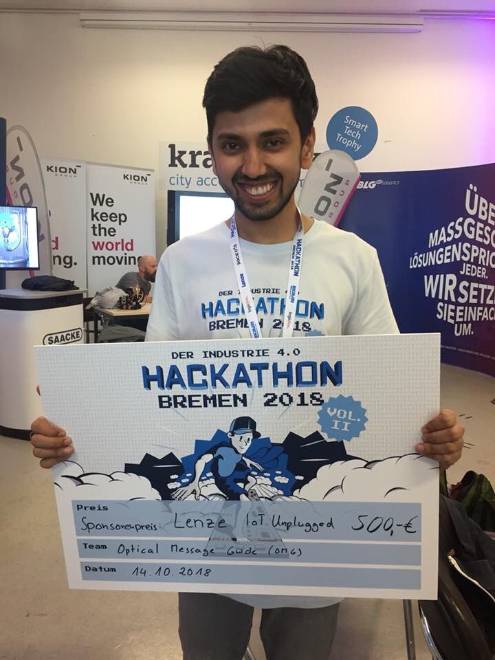 imfawadj's tweet photo. Throwback to the moment when I won one of the biggest Information Technology programming competitions of Germany. 😊 #HackHB18 #HackathonBremen2018 #HackHB18Winner #LenzeChallengeWinner #SoftwareDeveloper #GermanyDiaries https://t.co/UtSOrdAGev