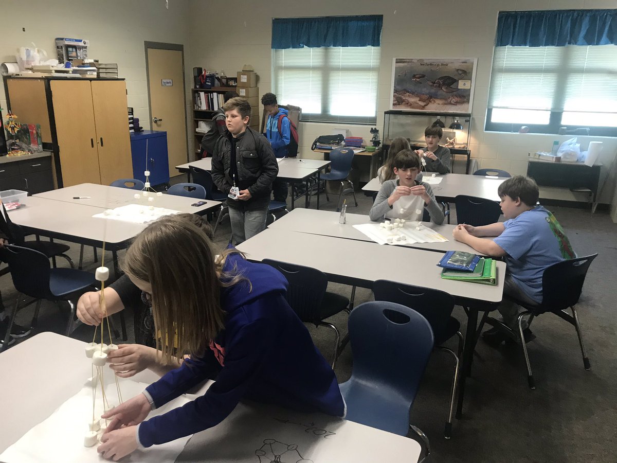 ss6mst's tweet photo. I had to post this cool pic of @scottagallen and Mr. Skaggs competing with their @MarionMSTmagnet Engineering Club members with limited spaghetti noodles &amp; marshmallows! Neat stuff! @MSD_Patriots #teamMST https://t.co/QlXqu6lGYy