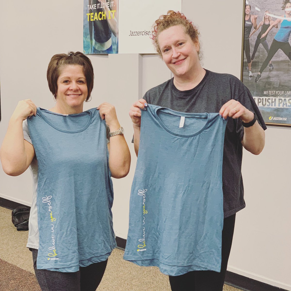 JazzerciseLB's tweet photo. Boom!! 💥 10 classes in their first 30 days. That is how it is done! Enjoy your new tank tops, Jodi and Nanette, you earned them! 💪👏 #jazzercise #pittsburghfitness #lowerburrell #fitness #exercise https://t.co/Iy9tld8Rmb