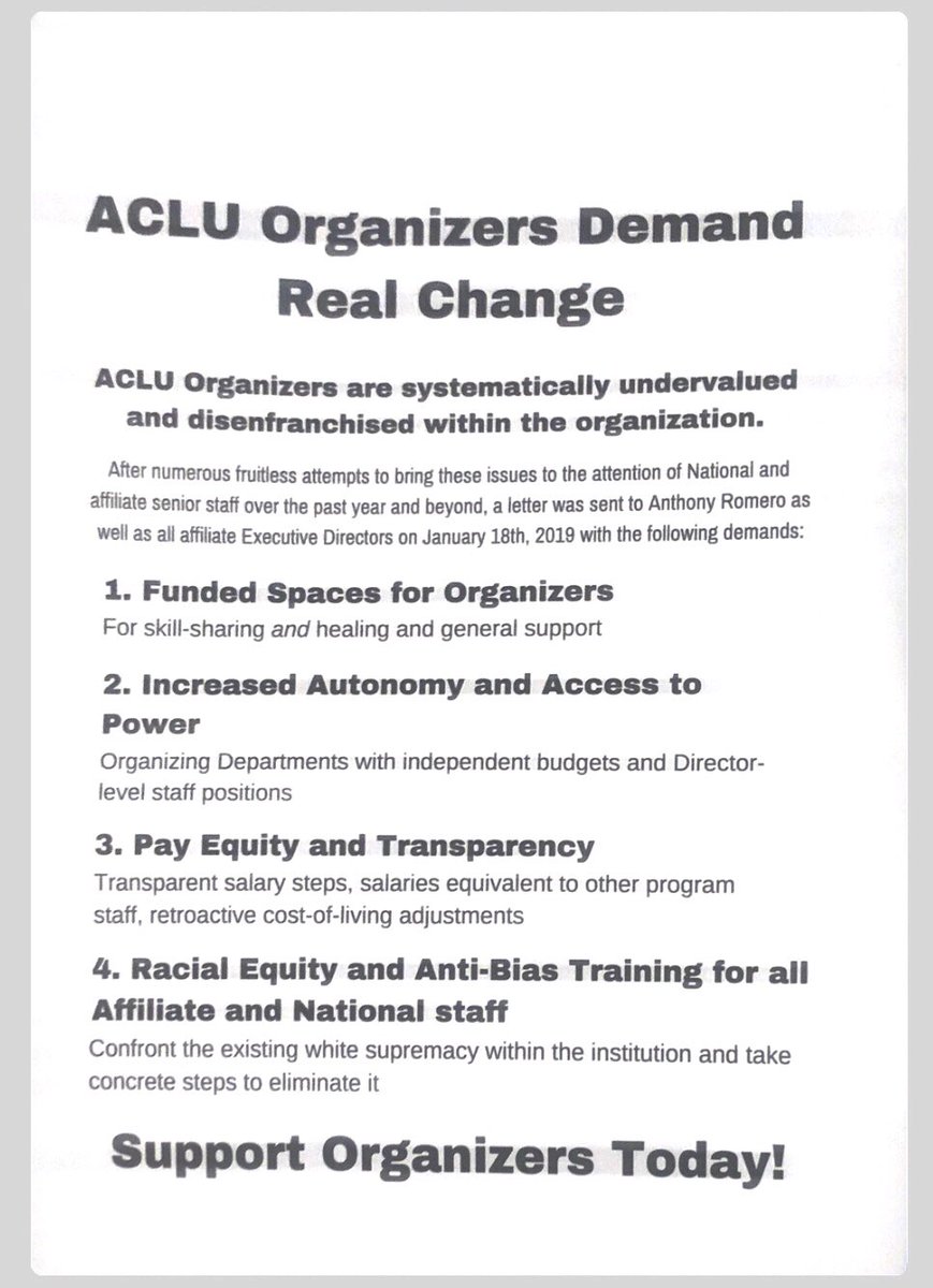 ACLULocal2320's tweet photo. CRUE proudly supports #ACLU organizers and their demands. #aclucon19 https://t.co/40gTYzxAwS