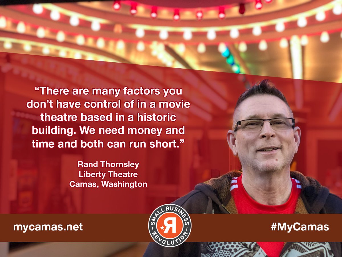 DowntownCamas's tweet image. “There are many factors you don’t have control of in a movie theater based in a historic building. We need money &amp;amp; time, &amp;amp; both can run short.” Rand Thornsley of Liberty Theater shares challenges as a #smallbiz. @smbizrevolution Top 5 announced on 2/12. Please retweet! 
#mycamas