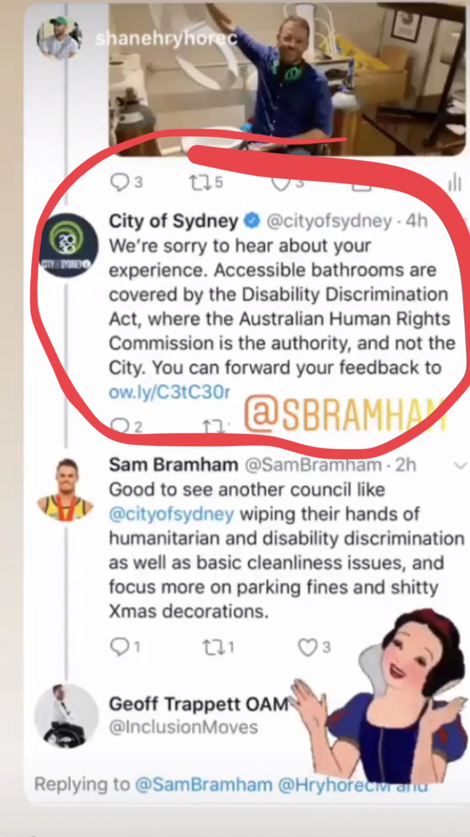 SamBramham's tweet image. My wheely good friend @HryhorecM posted about a delapidated ‘accessible’ bathroom at the Scary Canary in Syd. @cityofsydney response was nothing but typical. Wiping their hands or responsibility, rather than helping those within their constituency.