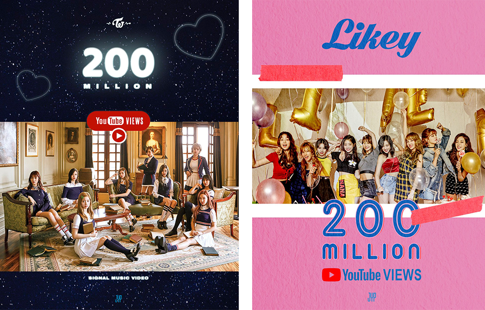 misayeon's tweet photo. With Signal hitting 200m views, TWICE is now the first and only girl group to have 8 MVs with over 200 million views on YT (with a total of 3 billion+ views for all MVs so far) 🎉🎉 

Congrats @JYPETWICE! 💕 https://t.co/HrRVgfEbHg