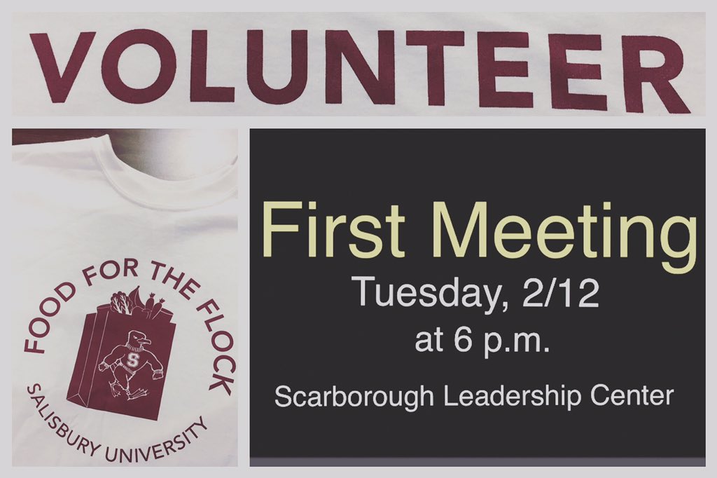 Our first meeting of the semester will be on Tuesday the 12th in the Scarborough Leadership Center at 6p.m. Volunteer with us to get a brand new Food For The Flock t-shirt.