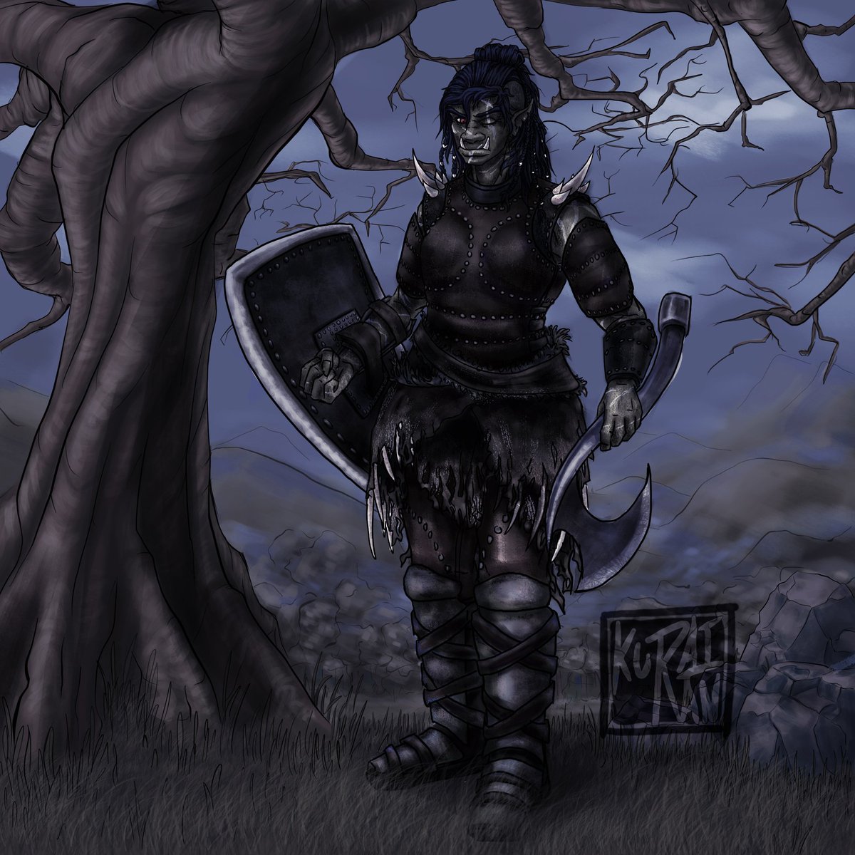 FINALLY! It's not perfect, but I'm finally calling it done! And I'll have to make a new updated version of her in the future!
Hope you guys like her <3
#illustration #drawing #painting #digitalart #digital #oc #orc #warrior #shadowofthedemonlord #shield #axe #ptartist #tugartist