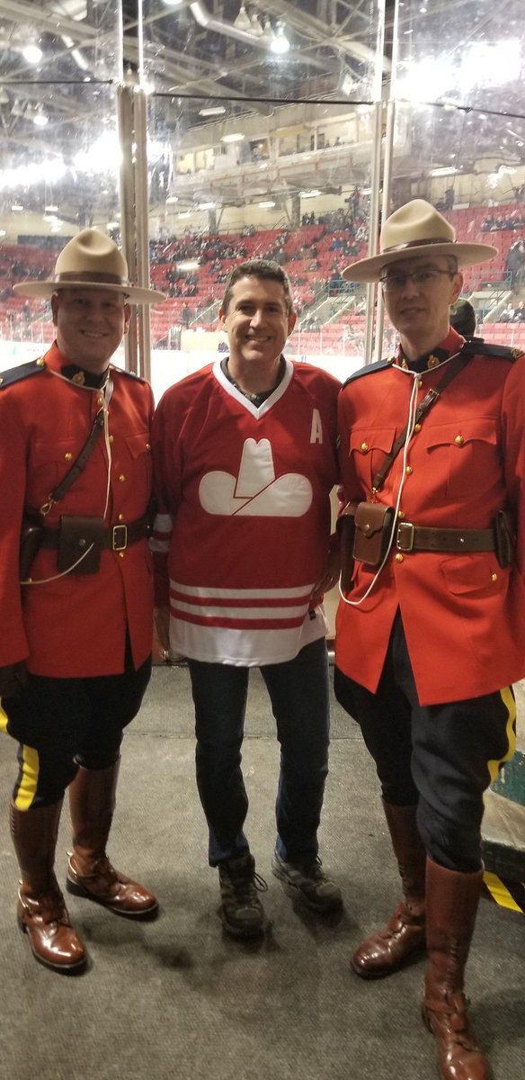 darrenmoroz's tweet photo. Three fine Canadians all dressed in #CANADIANRED for the Calgary Hitmen/Cowboys/Pats game @WHLHitmen https://t.co/oKaSw48E2b