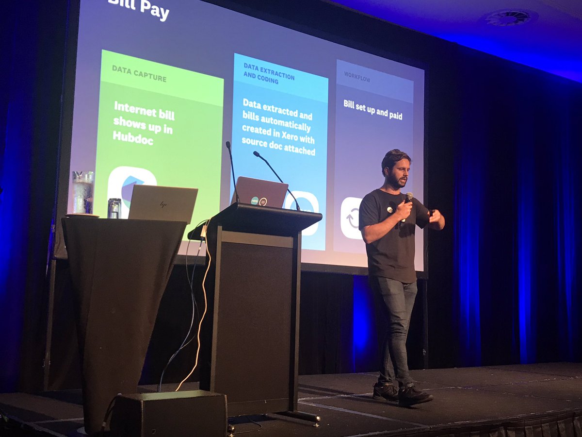 Our little brother <a href="/Hubdoc/">Hubdoc</a> showing us the efficiencies you can get by using it for clients and within practice. <a href="/mattbunston/">mjb</a> rocking it on stage at the Launceston #XeroRoadshow