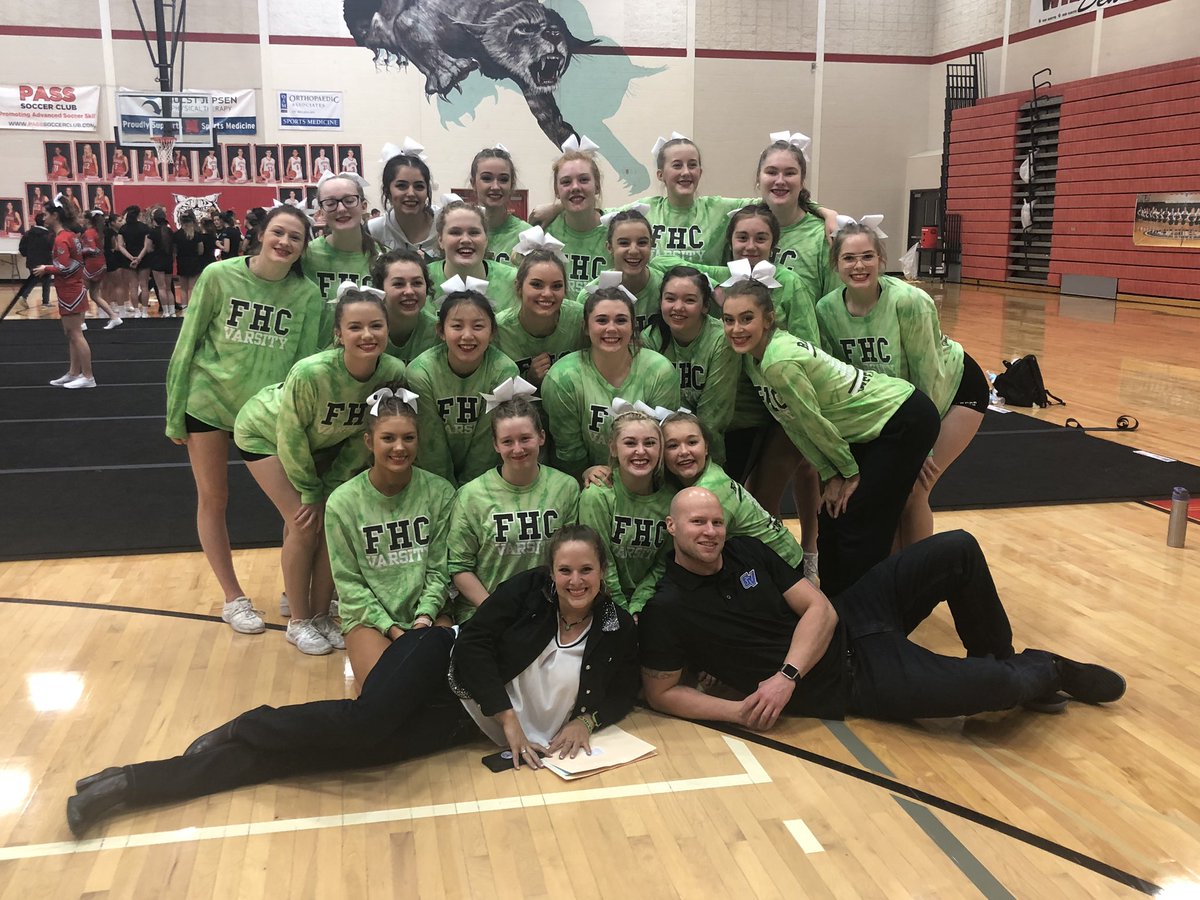 cheer_fhc's tweet photo. What a night we had! Highest score in Round 1, our highest in Round 2 and we hit our second goal of breaking 700 with a final score of 700.6! We are SO proud of this team! Second place at the Conference Meet!!! #RangerStrong #theFightIsOn #FHCVarsityCheer #RiseAbove #NeverGiveUp https://t.co/IG53mJSdB7