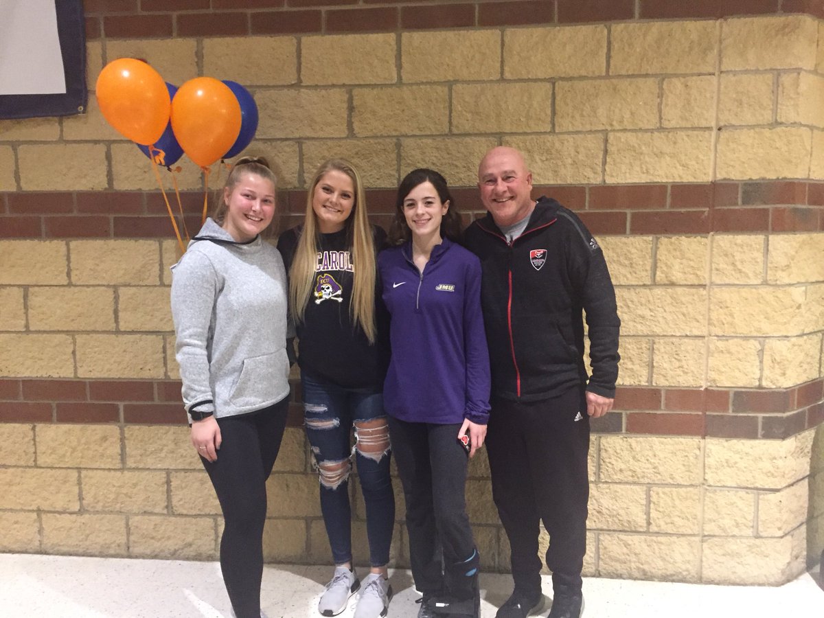Teammates celebrating  signing ceremonies tonight w their former <a href="/loudounsc/">Loudoun Soccer</a> Coach Alberto Congrats <a href="/KatieBjornsen/">Katie Bjornsen</a> <a href="/alyssa_white11/">ℌö𝔩𝔩𝔢𝔫𝔢𝔩𝔣 😈</a> @CeliaEitzel #SigningDay2019 <a href="/BWGVS/">翠</a> <a href="/SBHS_soccer/">Stone Bridge HS Girls Soccer</a> <a href="/RVHS_GSoccer/">RVHS Girls Soccer</a> @ECUWSoccer <a href="/JMUWSoccer/">JMU Women's Soccer</a> <a href="/LehighWSoccer/">Lehigh W. Soccer</a> #RepTheRed