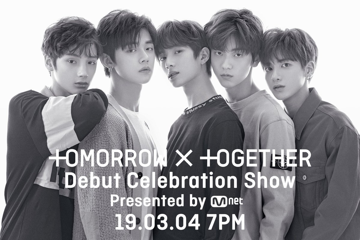 (🌟) ทุกคน!!!!!!!!! ทุกคน!!!!!!! ขยี้ตาเร็ว
TOMORROW X TOGETHER
- Debut Celebration Show - 
Presented by #Mnet
วันที่ 4 มีนาคม 2019 เวลา 7PM (5โมงเย็นตามเวลาไทย)
#TXT #TOMORROW_X_TOGETHER