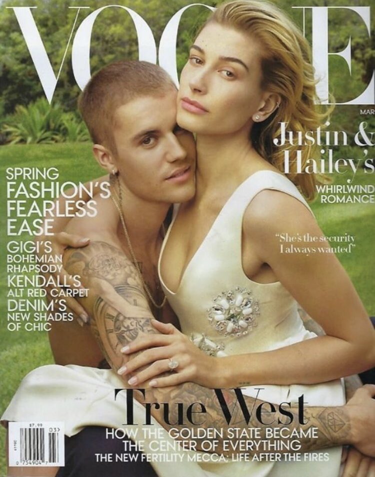 Wow! The Vogue cover with Justin and Hailey Bieber will be out in the March issue. This is a gorgeous cover!