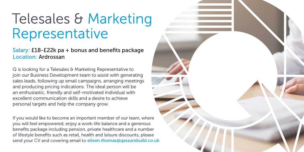 Q is looking for a Telesales and Marketing Representative to join our Business Development team. If you are an enthusiastic, self motivated individual and would like to become an important member of our team, please visit our website - bit.ly/2RYb2d7