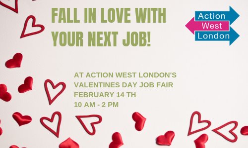 ActionWLondon's tweet photo. This valentines day we're hosting a #jobfair! Come down to unit 9 and fall in love with your perfect job! To find out more visit our website ➡️ https://t.co/H21rAlIBCP #recruiting https://t.co/1KbmdVQJnr