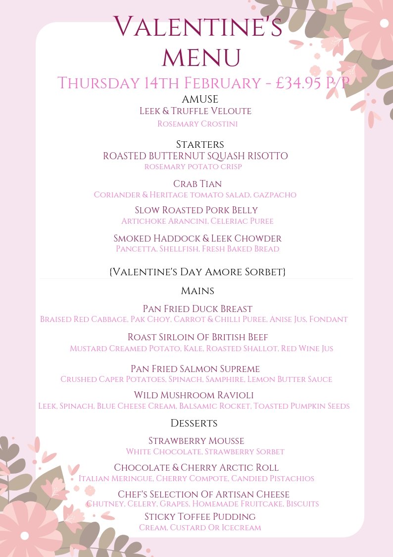 Our Valentines Day Menu &amp; Mothers Day Menu are now available, booking and a deposit is essential!! Why not treat the ones you love with the Old Bell Inn ❤️❤️
#ValentinesDay #MothersDay #Love