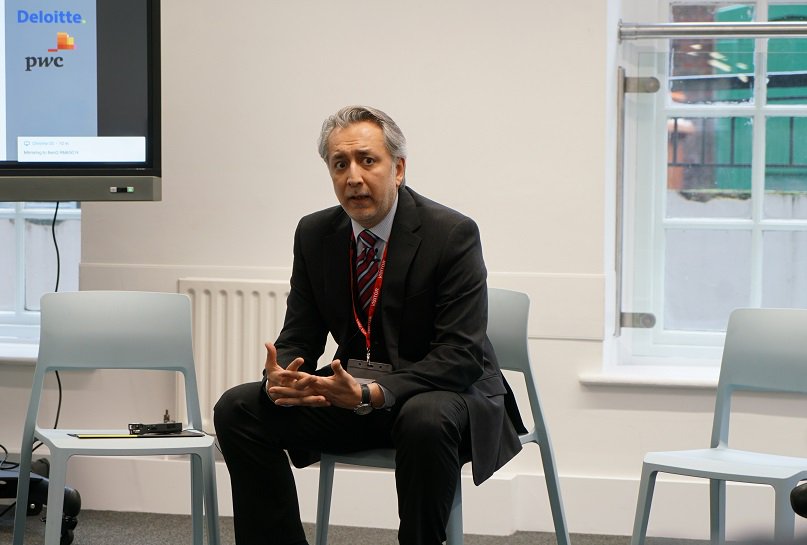 UCSHampstead's tweet photo. Didn't attend Tuesday's #careers #lunch #talk? Listen to the talk on YouTube: https://t.co/wSU2qEmtZf. 
Ali Kazimi, Managing Director from #Hansuke #Consulting broke down consultancy to students and the #opportunities available in the #financial services sector. #ucscareers https://t.co/G35pRTFx9t
