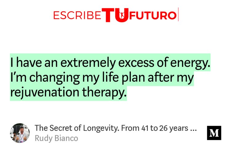 BiancoRudy's tweet photo. "The Secret of #Longevity. From 41 to 26 years old!" - @BiancoRudy #antiaging #stemcells #foreveryoung #healthylife #health #age https://t.co/DoGWFe4DPJ https://t.co/HO3il1719e