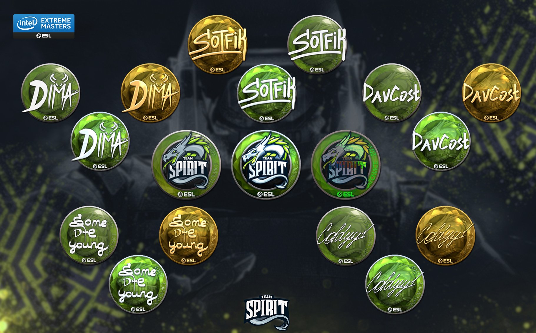 Uživatel Team Spirit na Twitteru: Katowice Major 2019 stickers are out! 😎 Check Team Spirit's one! Which one would you get? # CSGO https://t.co/CBSSEA1fDg“ / Twitter