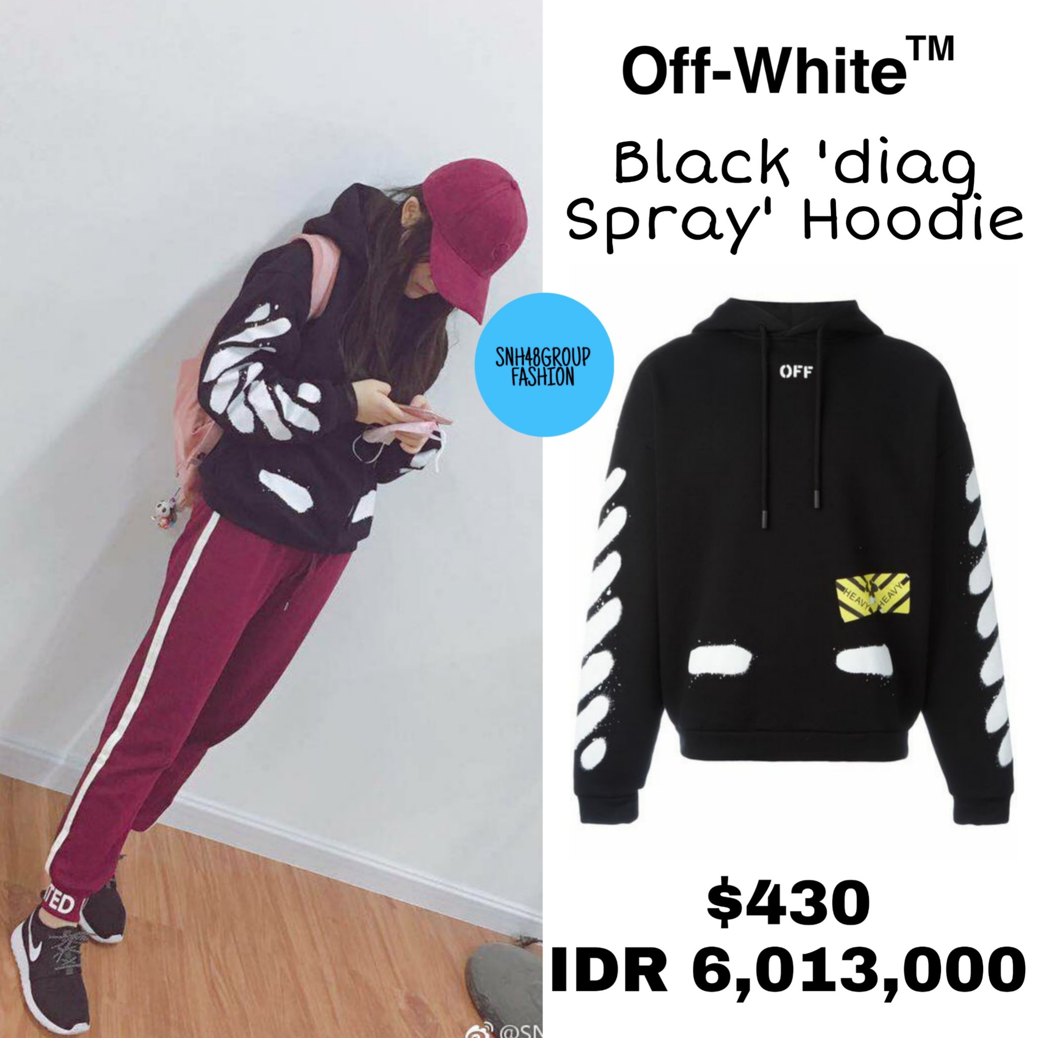 SNH48 FASHION na platform X IDOLSFT Wang LuJiao is wearing OFF WHITE Black Diag Spray Hoodie 430 SNH48Fashion WangLuJiao JiaoZi LuJiao SNH48 https t C4A4u9f2N2 X