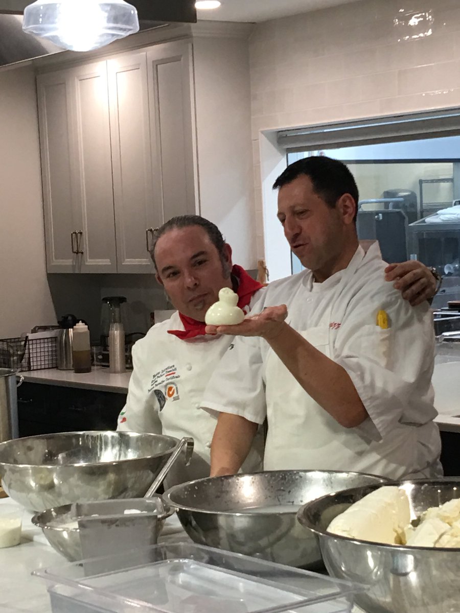 mangiabene1's tweet photo. Tonight I got to watch a master casaro (cheese maker) from Bari, Italy, Luigi D’inegeo, make fresh mozzarella! I also watched Massimiliano Caprinewstyle stretch pizza in the most amazing way. If you haven’t had the opportunity to take a class, you need to sign up! #NAPCA #cheese https://t.co/LyK1eagJlg