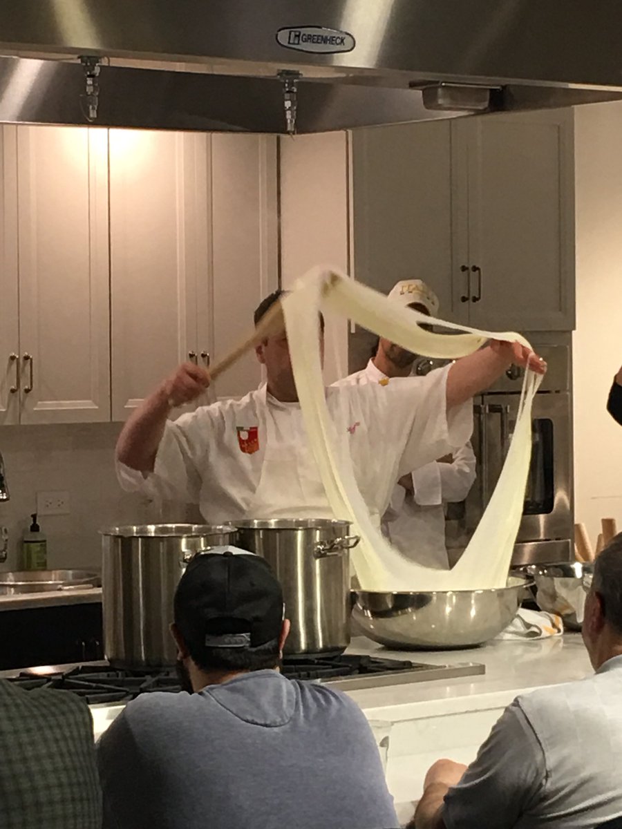 mangiabene1's tweet photo. Tonight I got to watch a master casaro (cheese maker) from Bari, Italy, Luigi D’inegeo, make fresh mozzarella! I also watched Massimiliano Caprinewstyle stretch pizza in the most amazing way. If you haven’t had the opportunity to take a class, you need to sign up! #NAPCA #cheese https://t.co/LyK1eagJlg