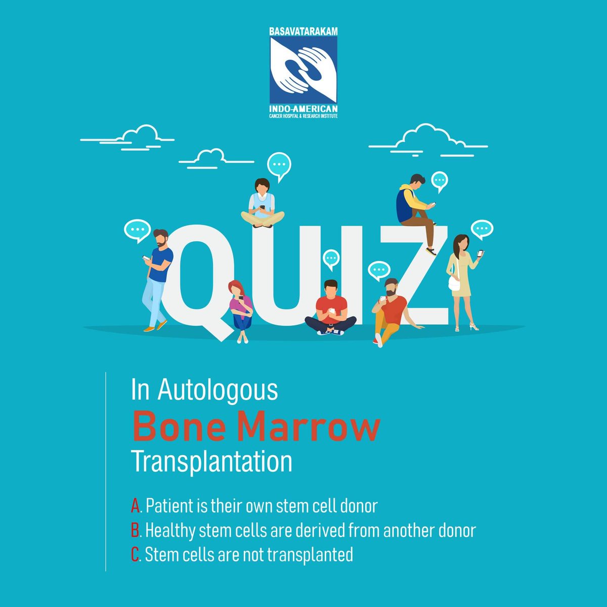 Test your knowledge. Post the right answer in the comment box.
#basavatarakam #quiztime #cancerawareness #spreadtheword #oncology #cancer #fightagainstcancer #induscancer