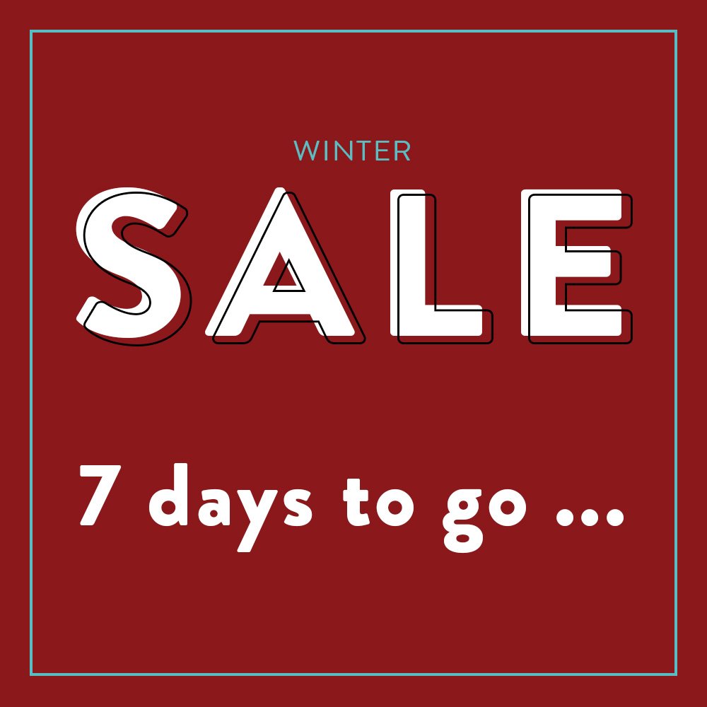 There's just 7 days to go until our huge Winter SALE begins. Make sure you don't miss out, online and in-store! #sale #wintersale #country #equestrian