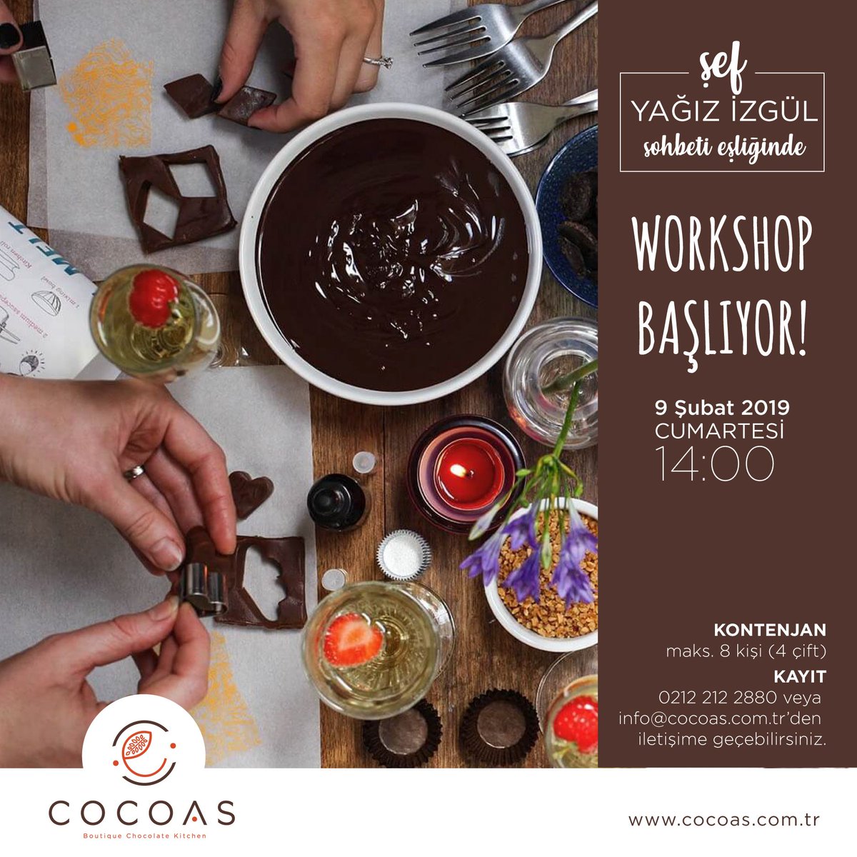 Şef <a href="/yagizizgul/">yagizizgul</a> eşliğinde leziz çikolatalarımız ile <a href="/aryastore/">Aryastore</a>.tomtom ‘ da çiftler kendi çikolatasını kendisi yapıyor♥ 🍫 Sevgililer Günü' ne özel bu workshopu ister sevgilinize, ister annenize, ister arkadaşınıza hediye edin. Kayıt için; info@cocoas.com.tr