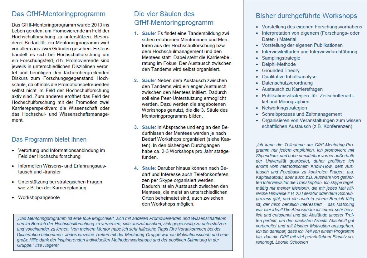 sozmethode's tweet photo. Jetzt für das #GfHf #Mentoring Programm bewerben. Bewerbungsfrist ist der 15.04.19. Neben der #Unterstützung durch Erfahrene Mentor*innen gibt es Workshops z.B. zu #Methoden und Schreibprozess und v.a. den Austausch mit anderen #Promovierenden. https://t.co/af0iwNjLO7 #highered https://t.co/qTr0CRVnvQ