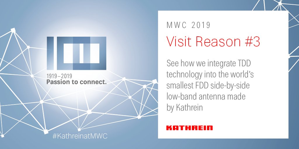 Kathrein_IoT's tweet photo. #KathreinatMWC - Our experts await you in hall 2, stand E30.
Learn more here: https://t.co/KwQjpeaZGh
#MWC19 #100years #passiontoconnect #5GIntegration https://t.co/x6woUiAuLA