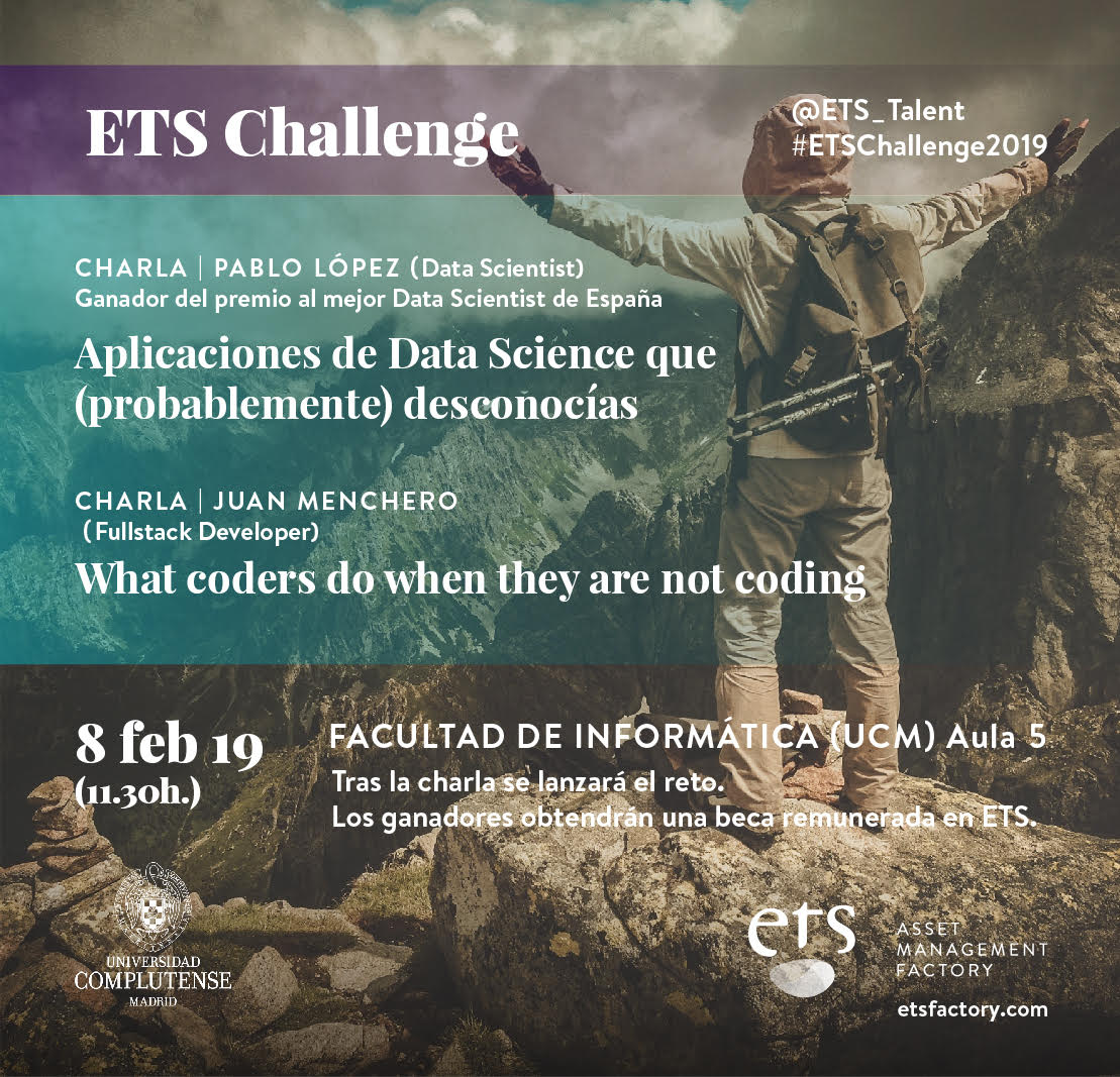 ETS_Talent's tweet photo. ¿Sabes que puedes participar en nuestro #ETSChallenge2019 aunque hoy no puedas ir a nuestras charlas? Las mejores soluciones a los retos ganarán una beca remunerada para trabajar con nosotros en verano. Abrimos hilo para dar toda la información #SemInformatica2019 #HoyEnLaFDI https://t.co/SOKSZbVGUL