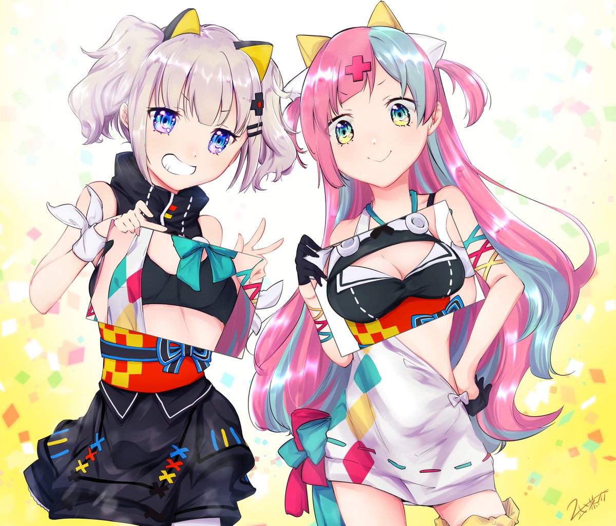 輝夜月 「#輝夜月 #PPH 
センパイコーハイかわいい!かわいい!!!
現実()差分付き」|二式恭介＠吸血鬼ちゃん連載中！のイラスト