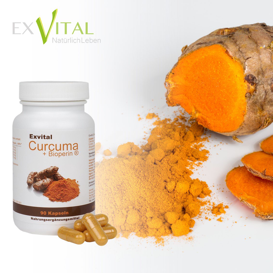 EXVital_de's tweet image. Welche Vorteile bieten dir die hochdosierten #Curcuma + #Bioperin® #Kapseln von #EXVital?
✅ 1.410mg Curcuma pro Tagesdosis
✅ Angereichert mit 75mg Bioperin 
✅ 100% #Vegan 
✅ Frei von #Gentechnik &amp;amp; #Pestiziden 
Wo du die Kapseln kaufen kannst? Hier: bit.ly/2RUXcI9