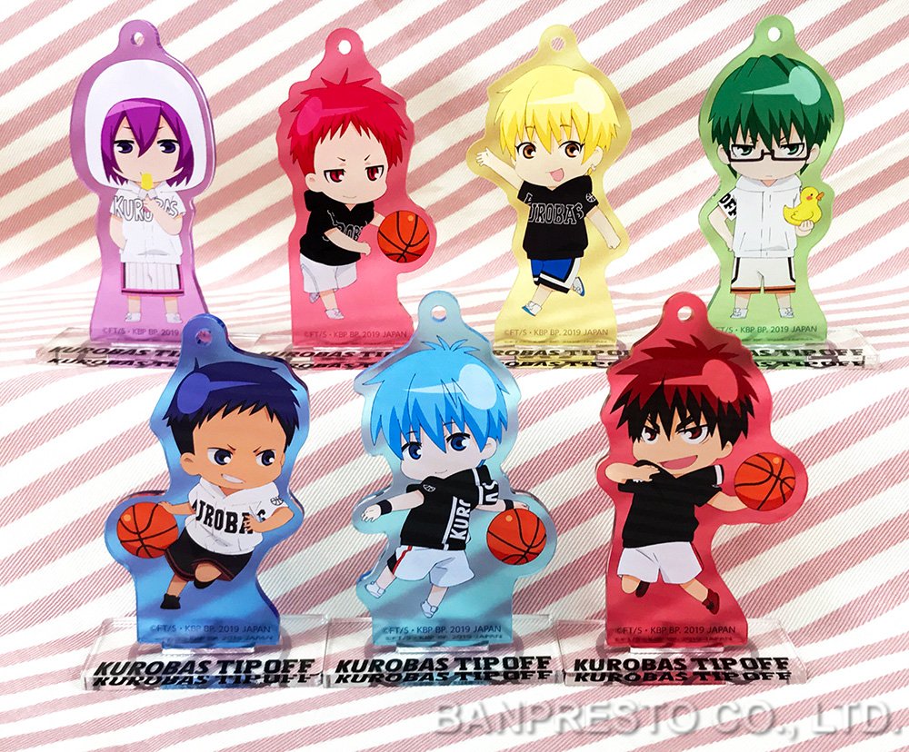 アニメ黒子のバスケ プライズ 明日2 8 金 より 黒子のバスケ Tip Off スタンド付アクリルプレート がプライズで登場 ストリート風デザインのパーカーを着た描きおろしのちびキャライラストです ぶら下げることも立てることもできます