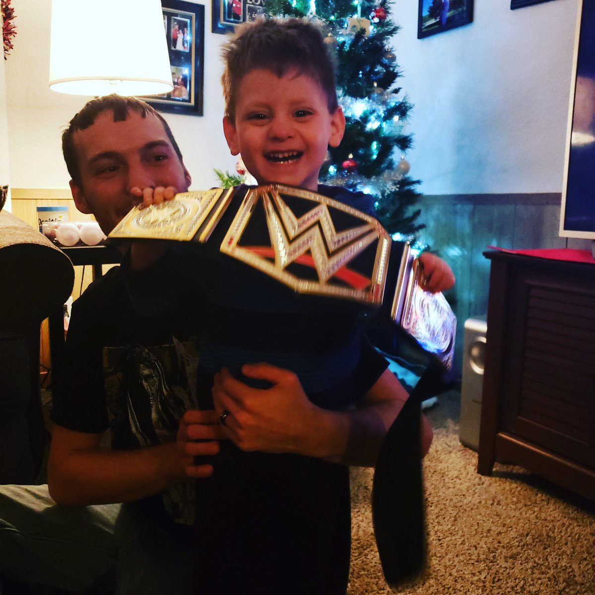 HanningRema's tweet image. I'm not saying he loves his new belt...but he loves his new belt!
AJ Styles and Finn Balor are his favorites. 
Autism is a beautiful thing. But nothing will stop my little man!
#Autism #WWE #SmackDownLIVE #WWERaw @AJStylesOrg @FinnBalor