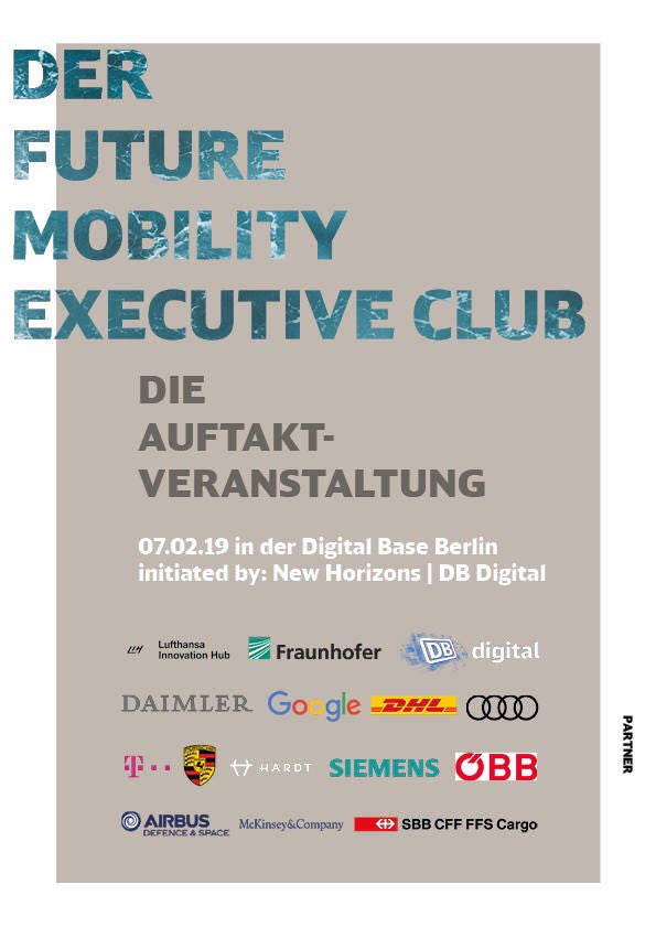 Unser Abteilung #DBdigital #NewHorizons hostet heute den Future Mobility Executive Club in Berlin! Wünsche allen Teilnehmern/-innen eine inspirierende Veranstaltung und gute Gespräche! Mobilität ist und bleibt Gemeinschaftswerk vieler vernetzter Akteure!