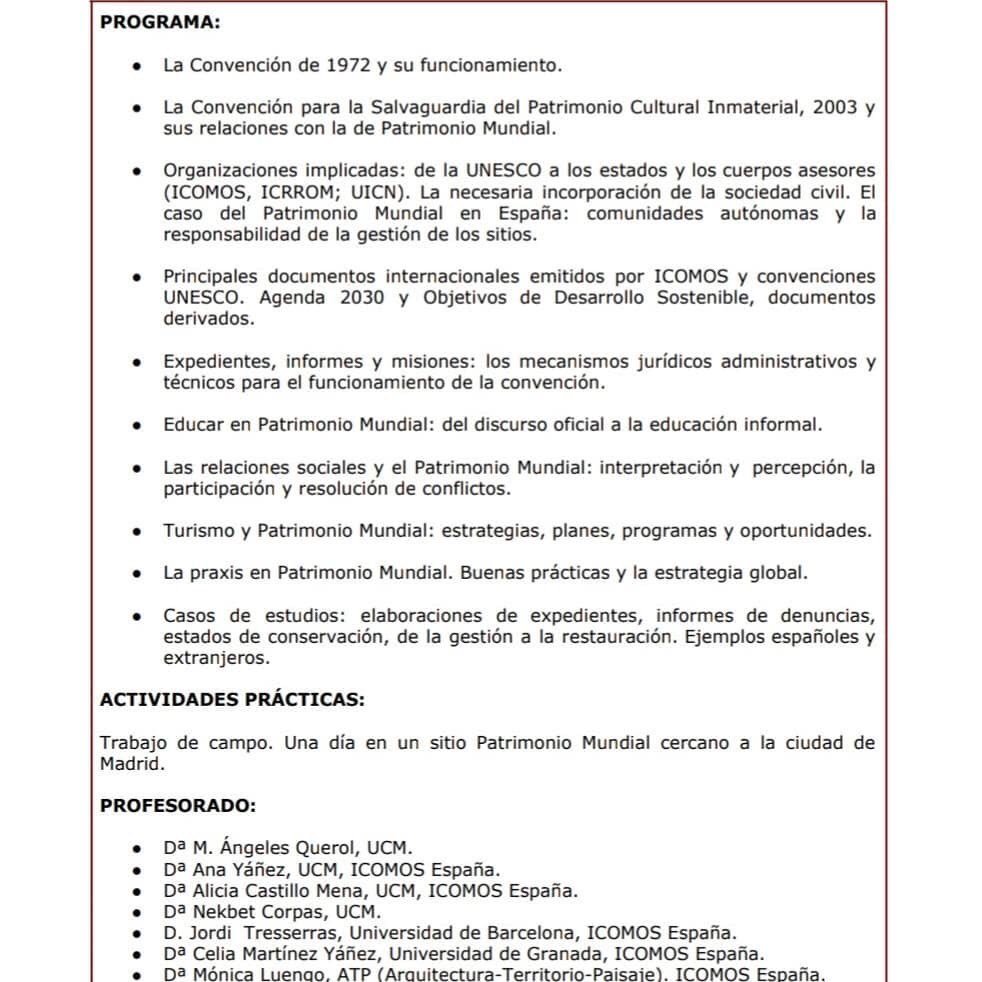 ¿Quieres ampliar tu formación obre #PatrimonioMundial?

Te invitamos a participar en el curso organizado por @icomos_cne en el marco de la escuela de verano de la <a href="/unicomplutense/">Complutense</a> de Madrid, en julio de 2019 y dirigido por <a href="/AliCastilloMena/">Alicia Castillo</a> 

ucm.es/escuelacomplut…

¡Te esperamos!