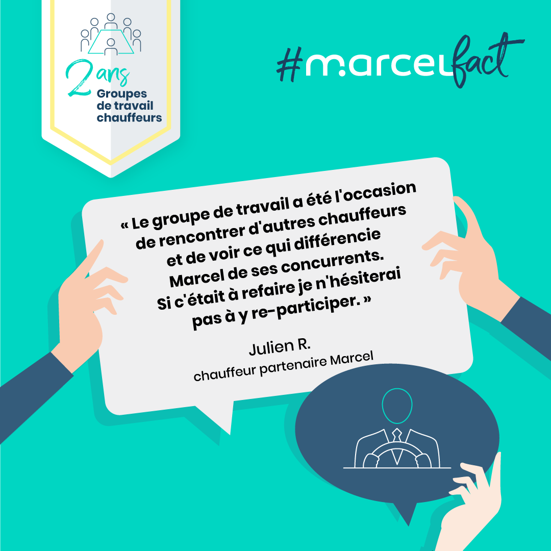MarcelVTC's tweet photo. #MarcelFact Le bilan des groupes de travail chauffeurs ? Ce sont ces derniers qui en parlent le mieux 💬 https://t.co/pycvflLqTK