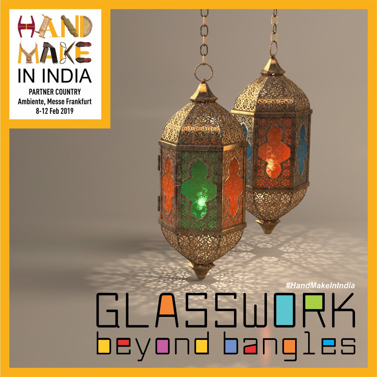 handicraftsdc's tweet photo. Renowned for making glass bangles, Firozabad’s glass work has much more to offer - from glass mosaics for windows and doors, lanterns &amp; lampshades, crockery and drinking glasses, to some of the most exquisite jhoomars (chandeliers). #HandmakeInIndia #India #ambiente19 #Design https://t.co/Xkb6TOoFoJ